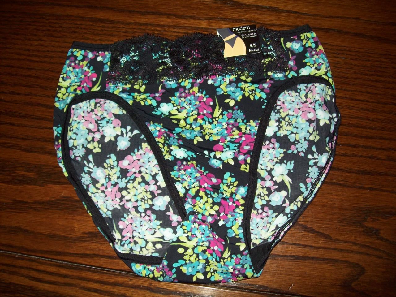 NWT MODERN MOVEMENT NYLON/SPDX MICROFIBER HICUT PANTIES Y22UM143 BLK